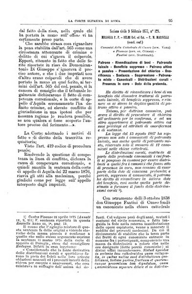 La Corte suprema di Roma raccolta periodica delle sentenze della Corte di cassazione di Roma