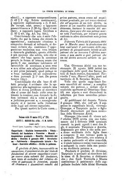 La Corte suprema di Roma raccolta periodica delle sentenze della Corte di cassazione di Roma