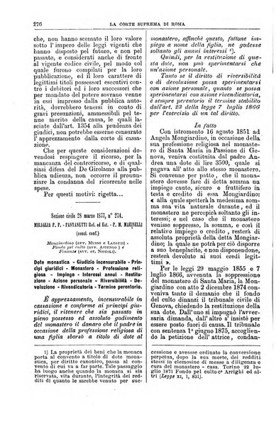 La Corte suprema di Roma raccolta periodica delle sentenze della Corte di cassazione di Roma