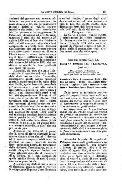 La Corte suprema di Roma raccolta periodica delle sentenze della Corte di cassazione di Roma