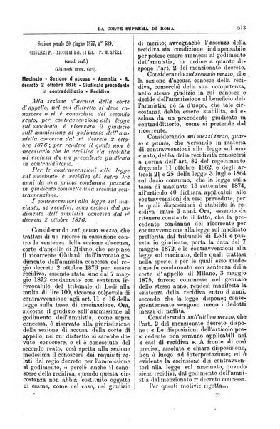 La Corte suprema di Roma raccolta periodica delle sentenze della Corte di cassazione di Roma