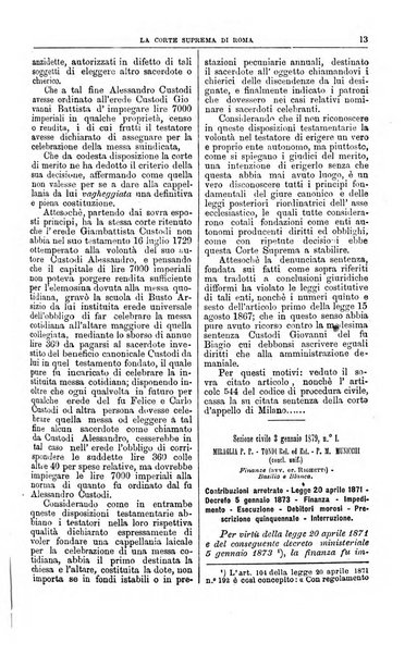 La Corte suprema di Roma raccolta periodica delle sentenze della Corte di cassazione di Roma