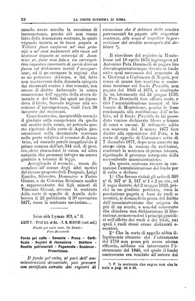 La Corte suprema di Roma raccolta periodica delle sentenze della Corte di cassazione di Roma