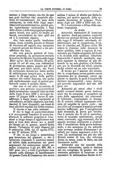 La Corte suprema di Roma raccolta periodica delle sentenze della Corte di cassazione di Roma