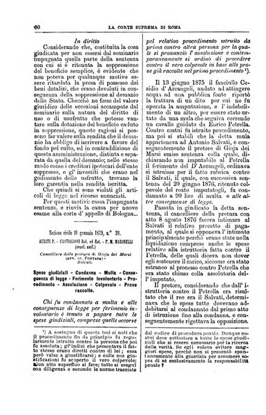 La Corte suprema di Roma raccolta periodica delle sentenze della Corte di cassazione di Roma