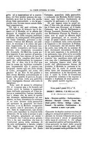 La Corte suprema di Roma raccolta periodica delle sentenze della Corte di cassazione di Roma