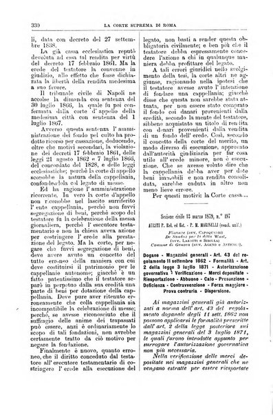 La Corte suprema di Roma raccolta periodica delle sentenze della Corte di cassazione di Roma