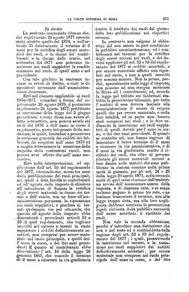 La Corte suprema di Roma raccolta periodica delle sentenze della Corte di cassazione di Roma