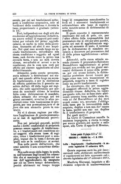 La Corte suprema di Roma raccolta periodica delle sentenze della Corte di cassazione di Roma