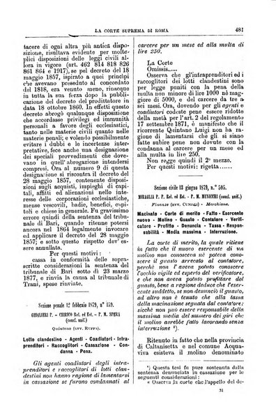 La Corte suprema di Roma raccolta periodica delle sentenze della Corte di cassazione di Roma