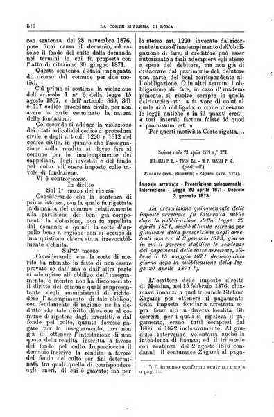 La Corte suprema di Roma raccolta periodica delle sentenze della Corte di cassazione di Roma