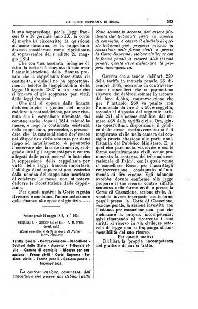 La Corte suprema di Roma raccolta periodica delle sentenze della Corte di cassazione di Roma