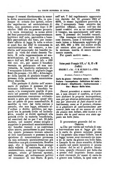 La Corte suprema di Roma raccolta periodica delle sentenze della Corte di cassazione di Roma