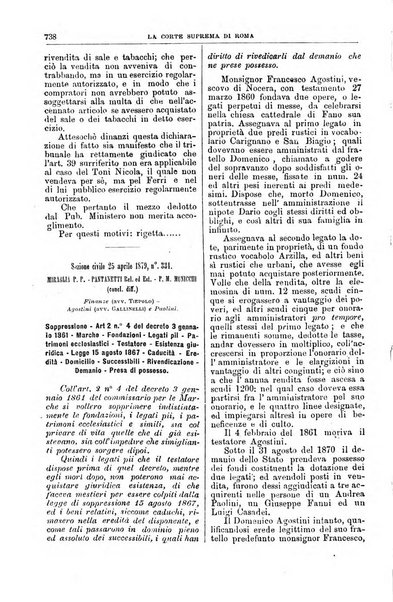 La Corte suprema di Roma raccolta periodica delle sentenze della Corte di cassazione di Roma