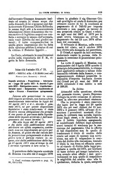 La Corte suprema di Roma raccolta periodica delle sentenze della Corte di cassazione di Roma