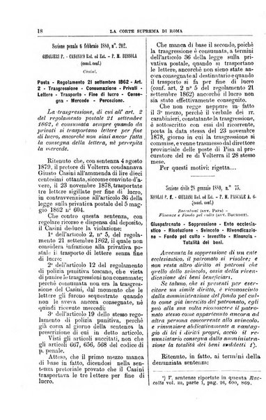 La Corte suprema di Roma raccolta periodica delle sentenze della Corte di cassazione di Roma