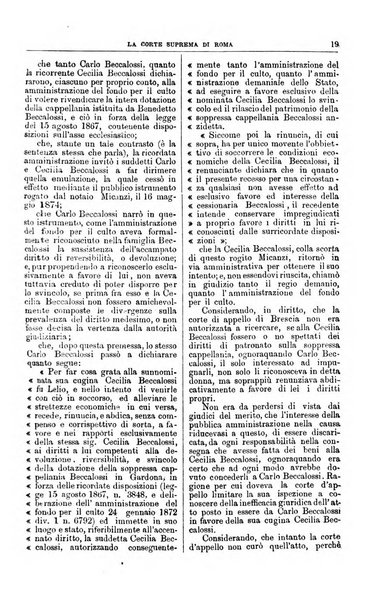 La Corte suprema di Roma raccolta periodica delle sentenze della Corte di cassazione di Roma