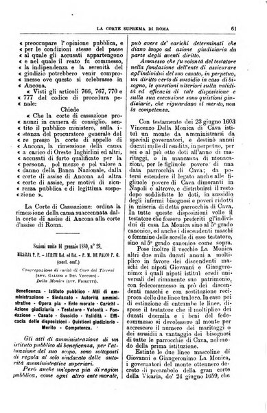 La Corte suprema di Roma raccolta periodica delle sentenze della Corte di cassazione di Roma