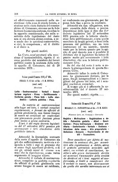 La Corte suprema di Roma raccolta periodica delle sentenze della Corte di cassazione di Roma