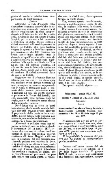 La Corte suprema di Roma raccolta periodica delle sentenze della Corte di cassazione di Roma