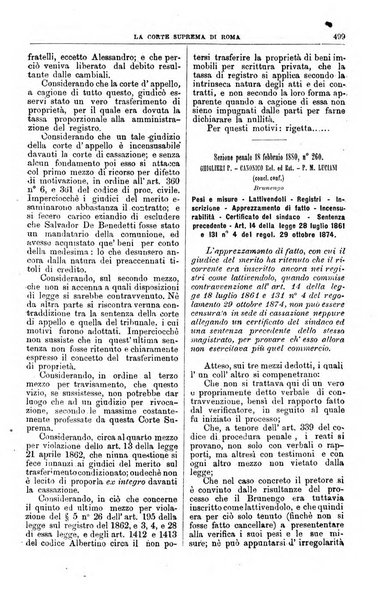 La Corte suprema di Roma raccolta periodica delle sentenze della Corte di cassazione di Roma