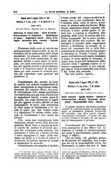 La Corte suprema di Roma raccolta periodica delle sentenze della Corte di cassazione di Roma