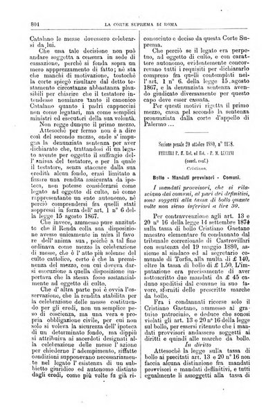 La Corte suprema di Roma raccolta periodica delle sentenze della Corte di cassazione di Roma