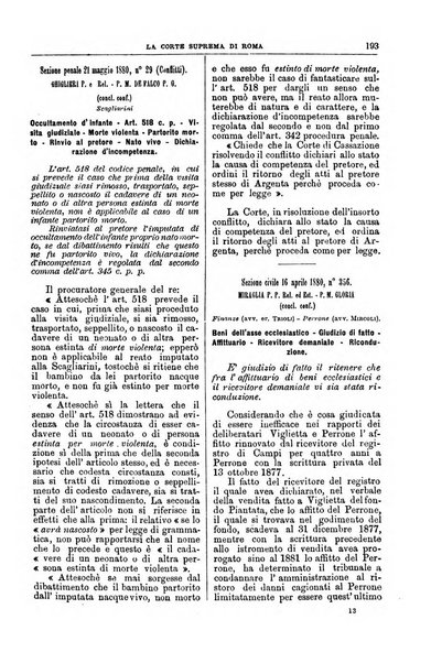 La Corte suprema di Roma raccolta periodica delle sentenze della Corte di cassazione di Roma