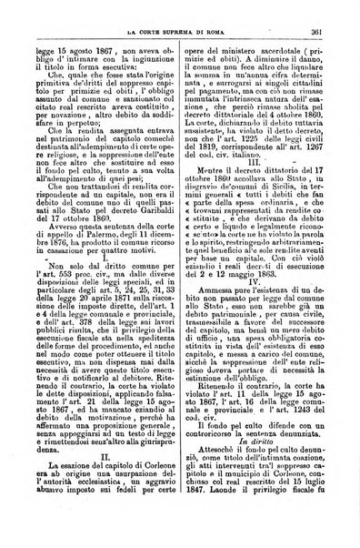 La Corte suprema di Roma raccolta periodica delle sentenze della Corte di cassazione di Roma