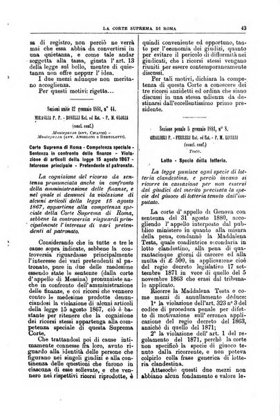 La Corte suprema di Roma raccolta periodica delle sentenze della Corte di cassazione di Roma