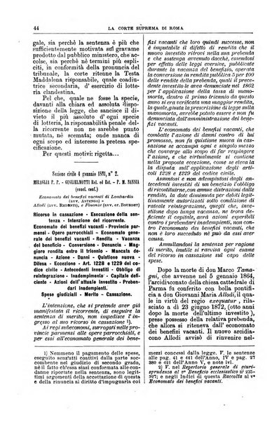 La Corte suprema di Roma raccolta periodica delle sentenze della Corte di cassazione di Roma