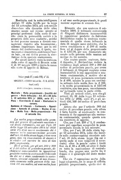 La Corte suprema di Roma raccolta periodica delle sentenze della Corte di cassazione di Roma