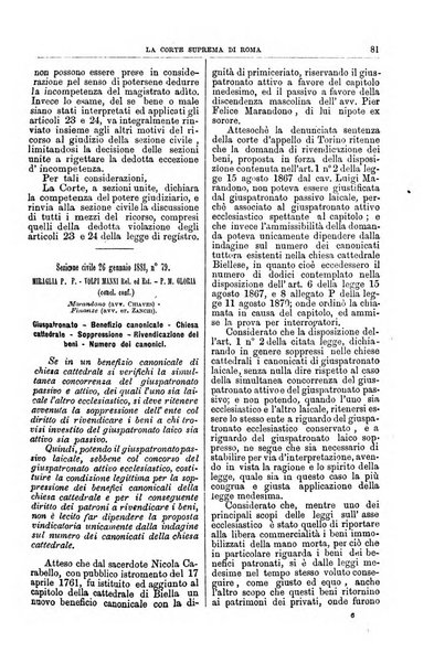 La Corte suprema di Roma raccolta periodica delle sentenze della Corte di cassazione di Roma