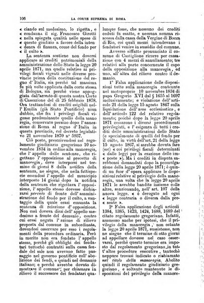 La Corte suprema di Roma raccolta periodica delle sentenze della Corte di cassazione di Roma