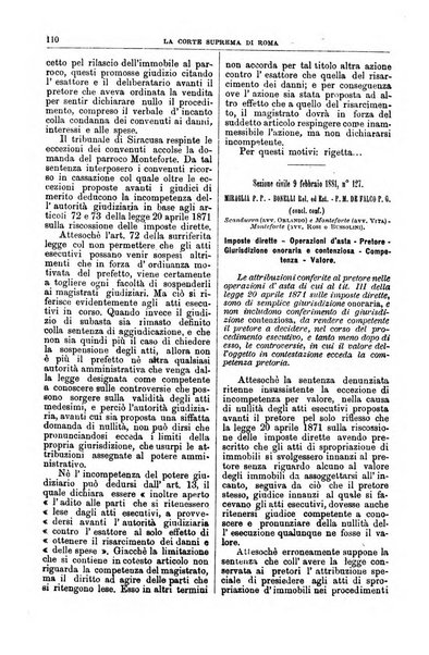 La Corte suprema di Roma raccolta periodica delle sentenze della Corte di cassazione di Roma