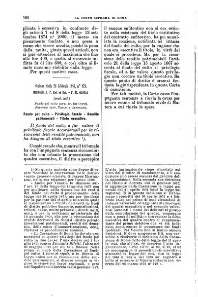 La Corte suprema di Roma raccolta periodica delle sentenze della Corte di cassazione di Roma