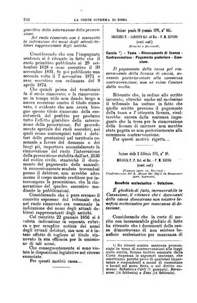 La Corte suprema di Roma raccolta periodica delle sentenze della Corte di cassazione di Roma