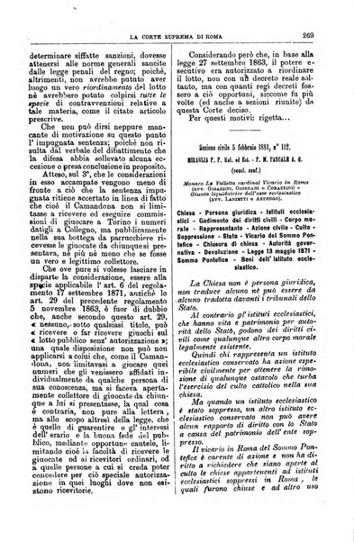 La Corte suprema di Roma raccolta periodica delle sentenze della Corte di cassazione di Roma