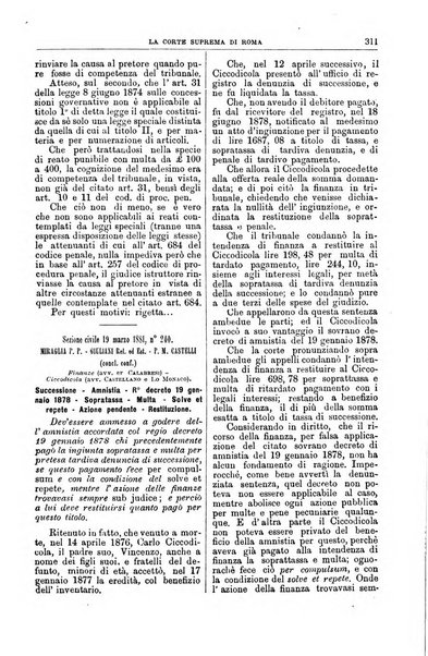 La Corte suprema di Roma raccolta periodica delle sentenze della Corte di cassazione di Roma