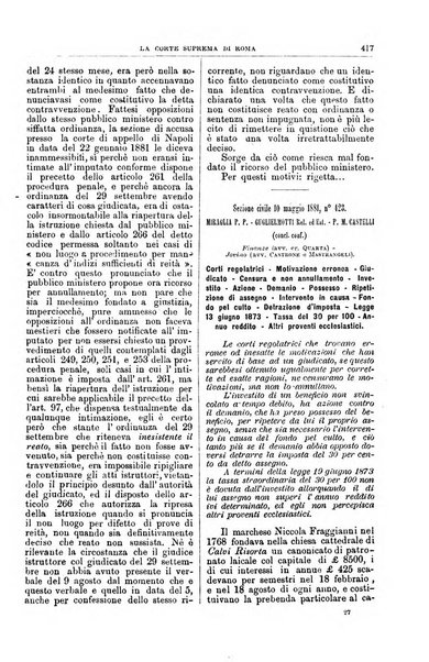 La Corte suprema di Roma raccolta periodica delle sentenze della Corte di cassazione di Roma