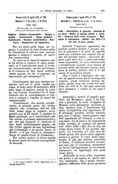 La Corte suprema di Roma raccolta periodica delle sentenze della Corte di cassazione di Roma