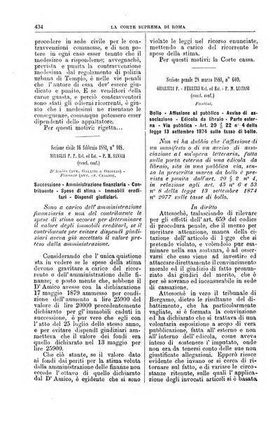 La Corte suprema di Roma raccolta periodica delle sentenze della Corte di cassazione di Roma