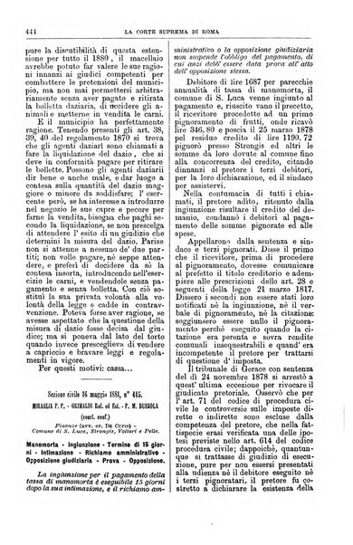 La Corte suprema di Roma raccolta periodica delle sentenze della Corte di cassazione di Roma