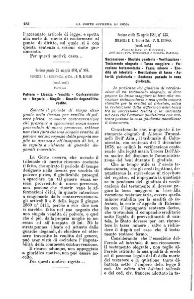 La Corte suprema di Roma raccolta periodica delle sentenze della Corte di cassazione di Roma