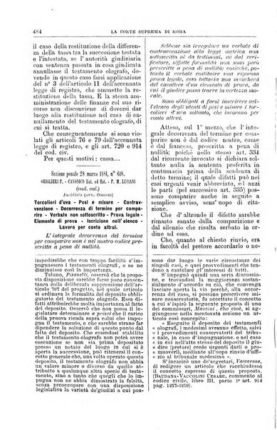 La Corte suprema di Roma raccolta periodica delle sentenze della Corte di cassazione di Roma