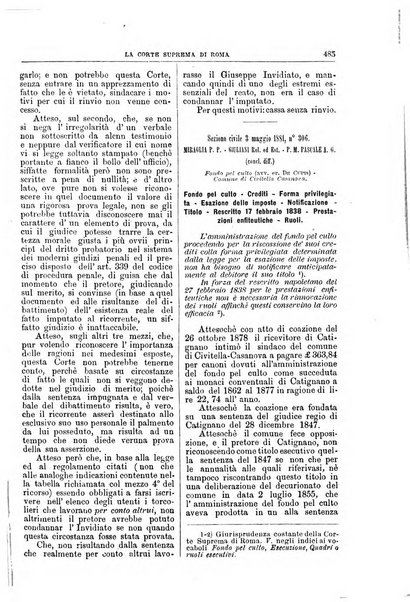 La Corte suprema di Roma raccolta periodica delle sentenze della Corte di cassazione di Roma