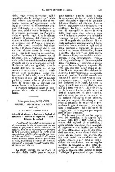 La Corte suprema di Roma raccolta periodica delle sentenze della Corte di cassazione di Roma