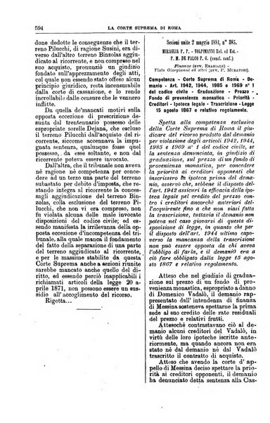 La Corte suprema di Roma raccolta periodica delle sentenze della Corte di cassazione di Roma