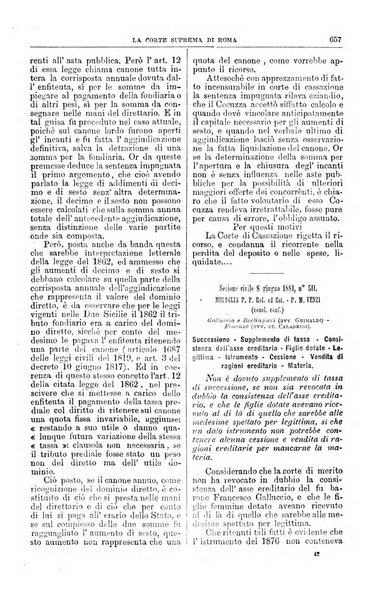 La Corte suprema di Roma raccolta periodica delle sentenze della Corte di cassazione di Roma