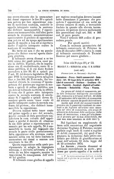 La Corte suprema di Roma raccolta periodica delle sentenze della Corte di cassazione di Roma